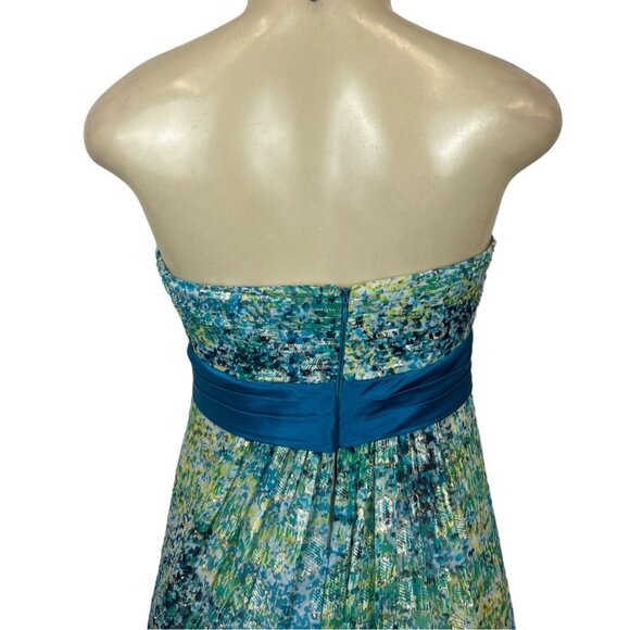 BCBG Maxazria Women's Green and Blue Empire Dress Sz 6 (EUR 36) - Picture 5 of 9
